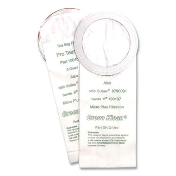 Green Klean® Replacement Vacuum Bags, Fits Nss Outlaw-proteam Quartervac-sandia-sanitaire, 10-pack freeshipping - TVN Wholesale
